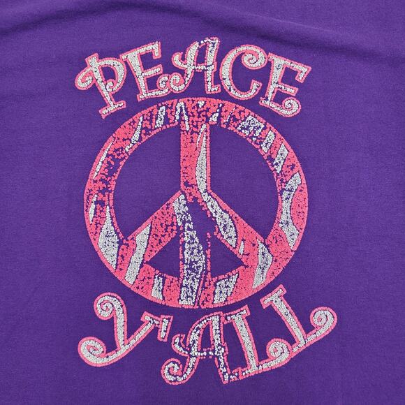 Vintage Peace Signs Shirt Large 22x26 Purple Y2K - Picture 16 of 16